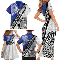 Fiji an Samoa Rugby Custom Family Matching Short Sleeve Bodycon Dress and Hawaiian Shirt Flying Fijians Manu Samoa Together Pacific LT14 - Polynesian Pride
