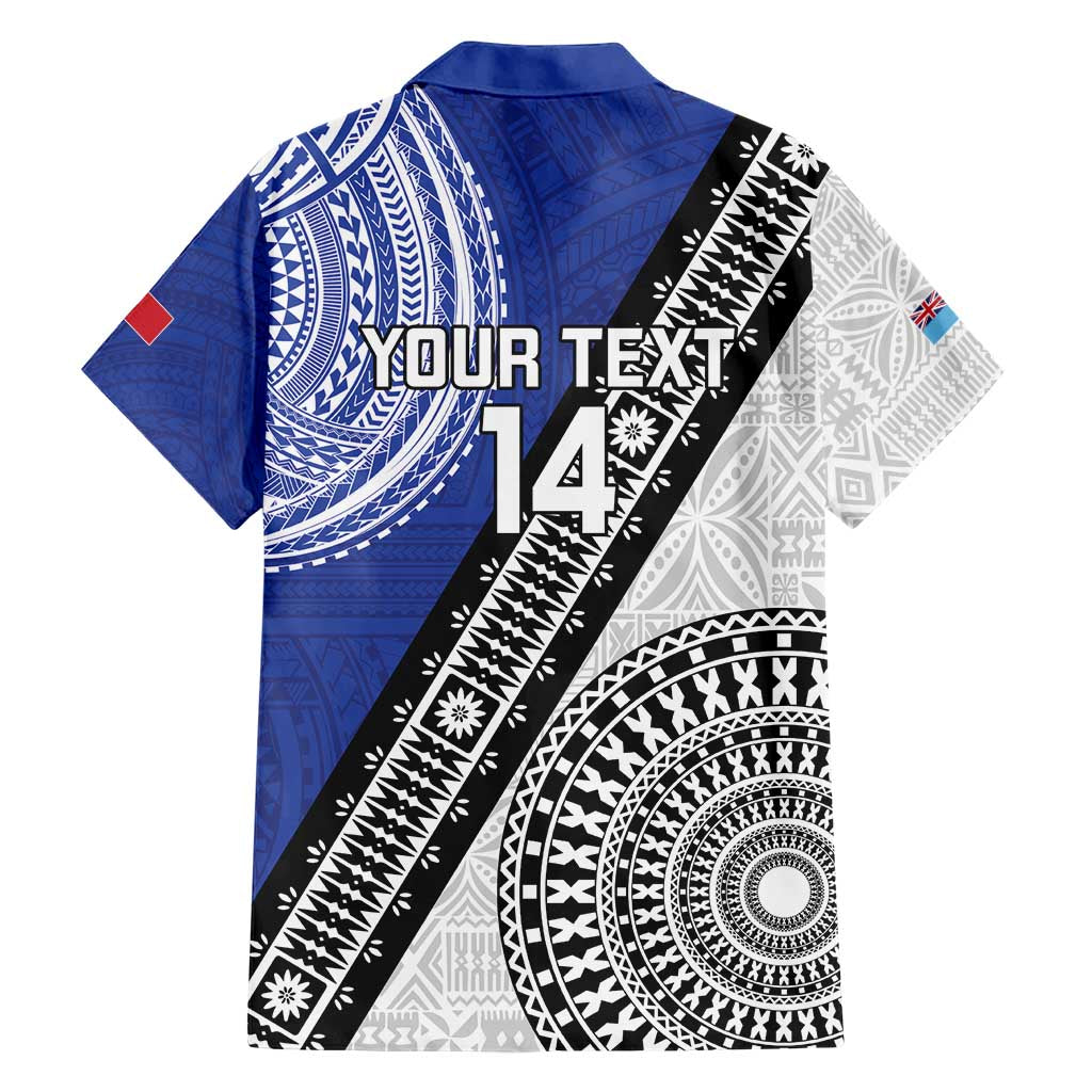 Fiji an Samoa Rugby Custom Family Matching Short Sleeve Bodycon Dress and Hawaiian Shirt Flying Fijians Manu Samoa Together Pacific LT14 - Polynesian Pride