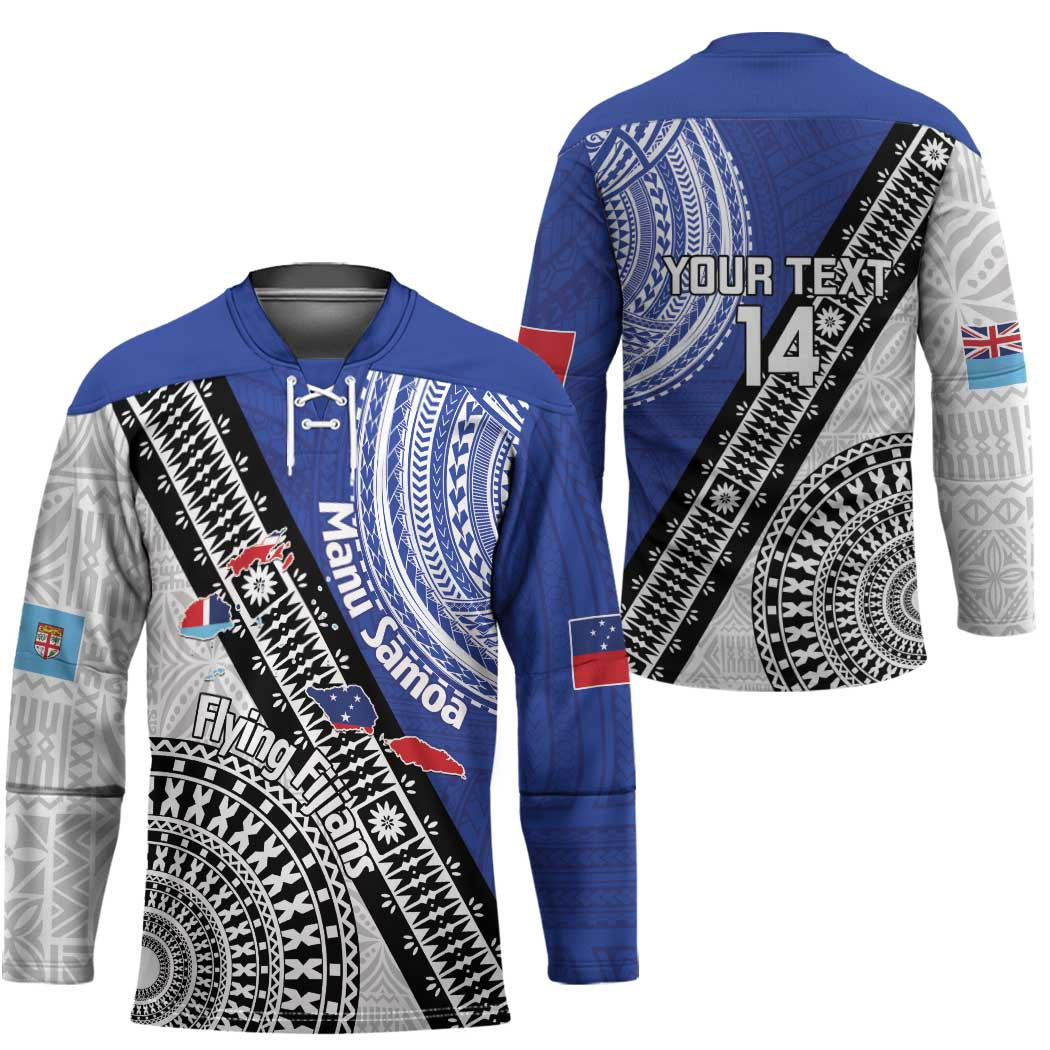 Fiji an Samoa Rugby Custom Hockey Jersey Flying Fijians Manu Samoa Together Pacific - Polynesian Pride