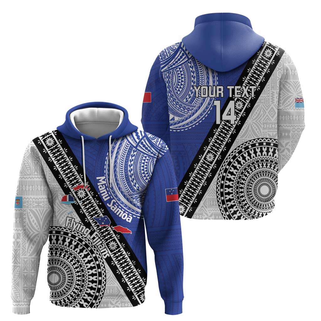 Fiji an Samoa Rugby Custom Hoodie Flying Fijians Manu Samoa Together Pacific - Polynesian Pride