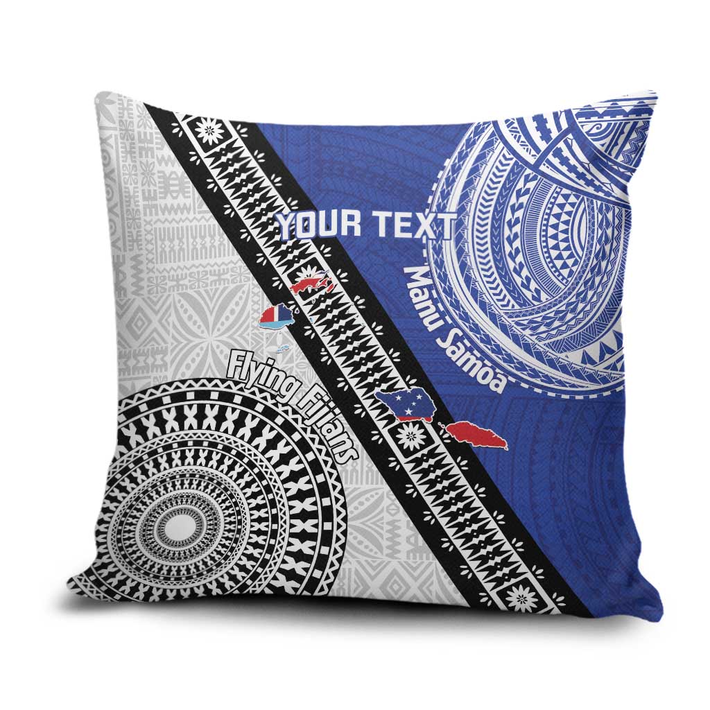 Fiji an Samoa Rugby Custom Pillow Cover Flying Fijians Manu Samoa Together Pacific - Polynesian Pride