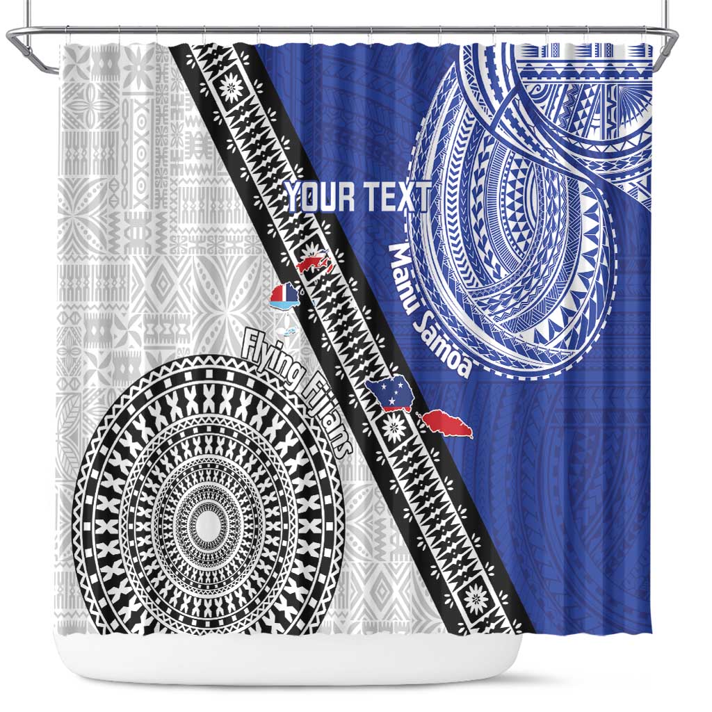 Fiji an Samoa Rugby Custom Shower Curtain Flying Fijians Manu Samoa Together Pacific - Polynesian Pride