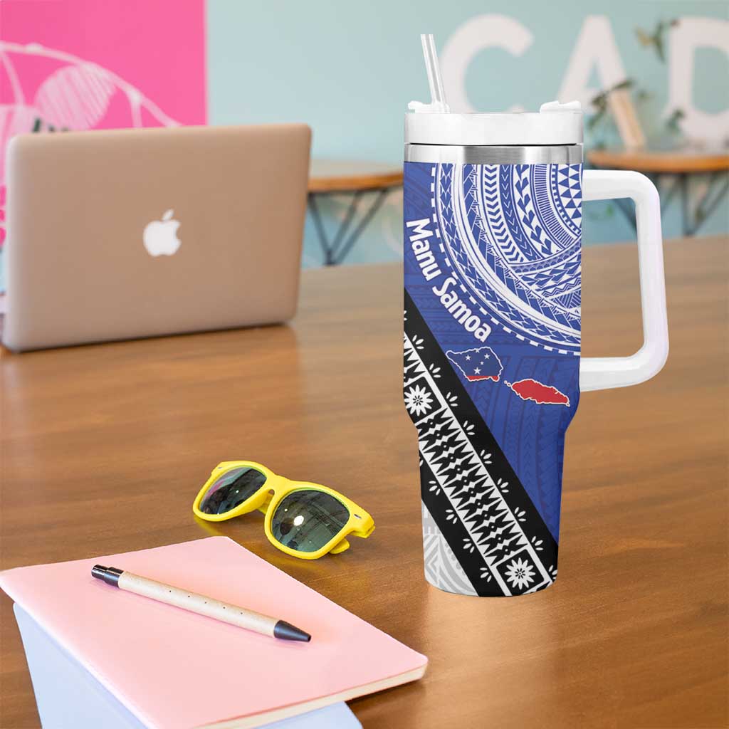 Fiji an Samoa Rugby Tumbler With Handle Flying Fijians Manu Samoa Together Pacific - Polynesian Pride