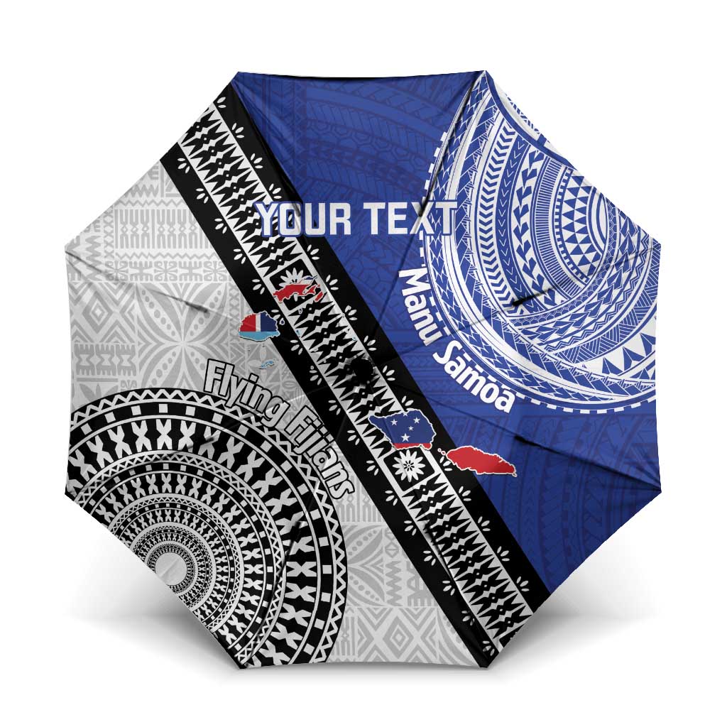 Fiji an Samoa Rugby Custom Umbrella Flying Fijians Manu Samoa Together Pacific - Polynesian Pride