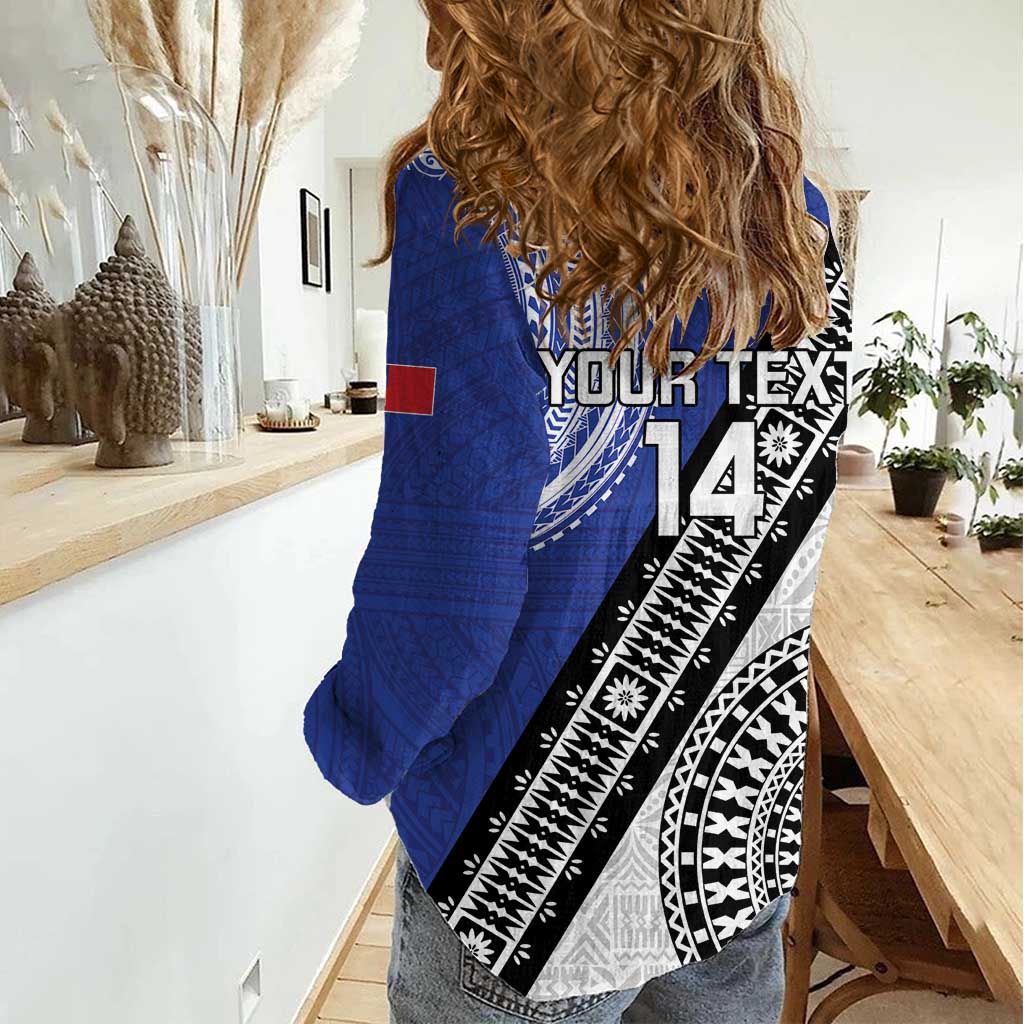 Fiji an Samoa Rugby Custom Women Casual Shirt Flying Fijians Manu Samoa Together Pacific - Polynesian Pride