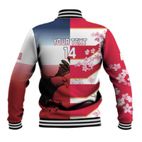 USA and Japan Rugby Custom Baseball Jacket Eagles Brave Blossoms Together Pacific - Polynesian Pride