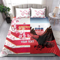 USA and Japan Rugby Custom Bedding Set Eagles Brave Blossoms Together Pacific LT14 - Polynesian Pride