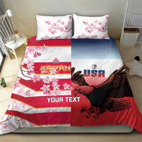 USA and Japan Rugby Custom Bedding Set Eagles Brave Blossoms Together Pacific LT14 - Polynesian Pride