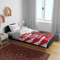 USA and Japan Rugby Custom Bedding Set Eagles Brave Blossoms Together Pacific LT14 - Polynesian Pride