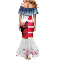 USA and Japan Rugby Custom Family Matching Mermaid Dress and Hawaiian Shirt Eagles Brave Blossoms Together Pacific LT14 - Polynesian Pride