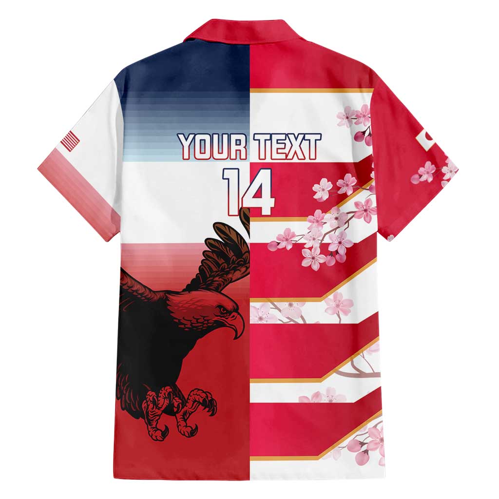 USA and Japan Rugby Custom Family Matching Short Sleeve Bodycon Dress and Hawaiian Shirt Eagles Brave Blossoms Together Pacific LT14 - Polynesian Pride
