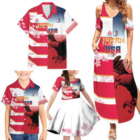 USA and Japan Rugby Custom Family Matching Summer Maxi Dress and Hawaiian Shirt Eagles Brave Blossoms Together Pacific LT14 - Polynesian Pride