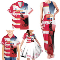 USA and Japan Rugby Custom Family Matching Tank Maxi Dress and Hawaiian Shirt Eagles Brave Blossoms Together Pacific LT14 - Polynesian Pride