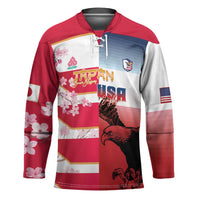 USA and Japan Rugby Custom Hockey Jersey Eagles Brave Blossoms Together Pacific - Polynesian Pride