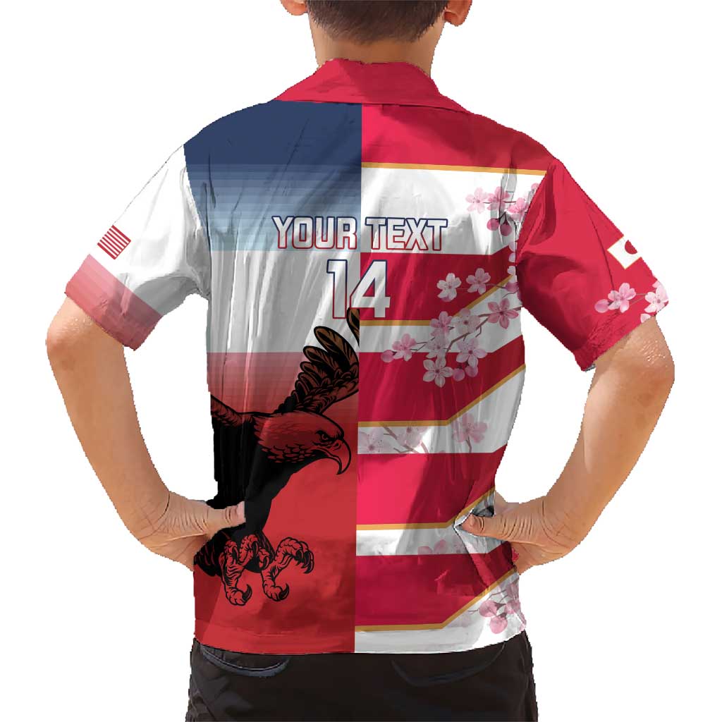 USA and Japan Rugby Custom Kid Hawaiian Shirt Eagles Brave Blossoms Together Pacific - Polynesian Pride