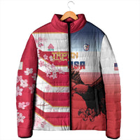 USA and Japan Rugby Custom Padded Jacket Eagles Brave Blossoms Together Pacific - Polynesian Pride