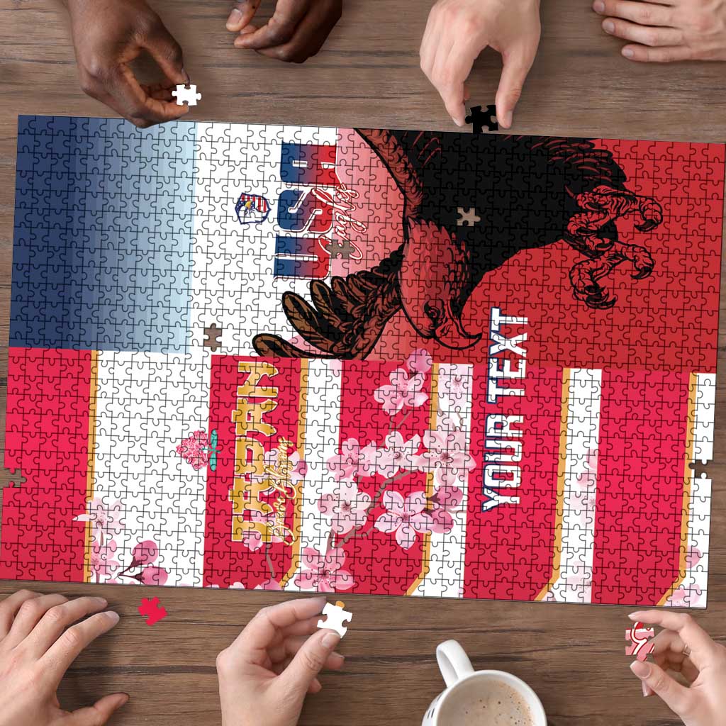 USA and Japan Rugby Custom Puzzle Eagles Brave Blossoms Together Pacific - Polynesian Pride
