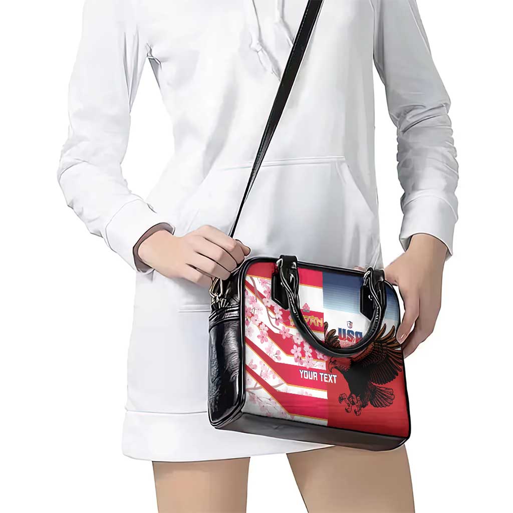USA and Japan Rugby Custom Shoulder Handbag Eagles Brave Blossoms Together Pacific - Polynesian Pride