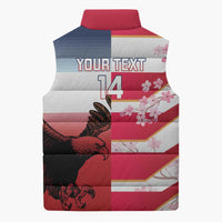 USA and Japan Rugby Custom Sleeveless Puffer Jacket Eagles Brave Blossoms Together Pacific - Polynesian Pride