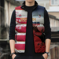 USA and Japan Rugby Custom Sleeveless Puffer Jacket Eagles Brave Blossoms Together Pacific - Polynesian Pride