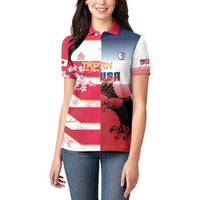 USA and Japan Rugby Custom Women Polo Shirt Eagles Brave Blossoms Together Pacific - Polynesian Pride