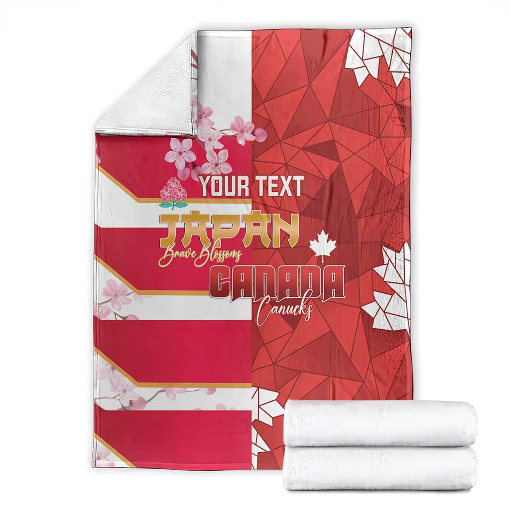 Canada and Japan Rugby Custom Blanket Canucks Brave Blossoms Together Pacific - Polynesian Pride