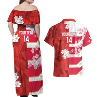 Canada and Japan Rugby Custom Couples Matching Off Shoulder Maxi Dress and Hawaiian Shirt Canucks Brave Blossoms Together Pacific LT14 - Polynesian Pride