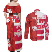 Canada and Japan Rugby Custom Couples Matching Off Shoulder Maxi Dress and Long Sleeve Button Shirt Canucks Brave Blossoms Together Pacific LT14 - Polynesian Pride