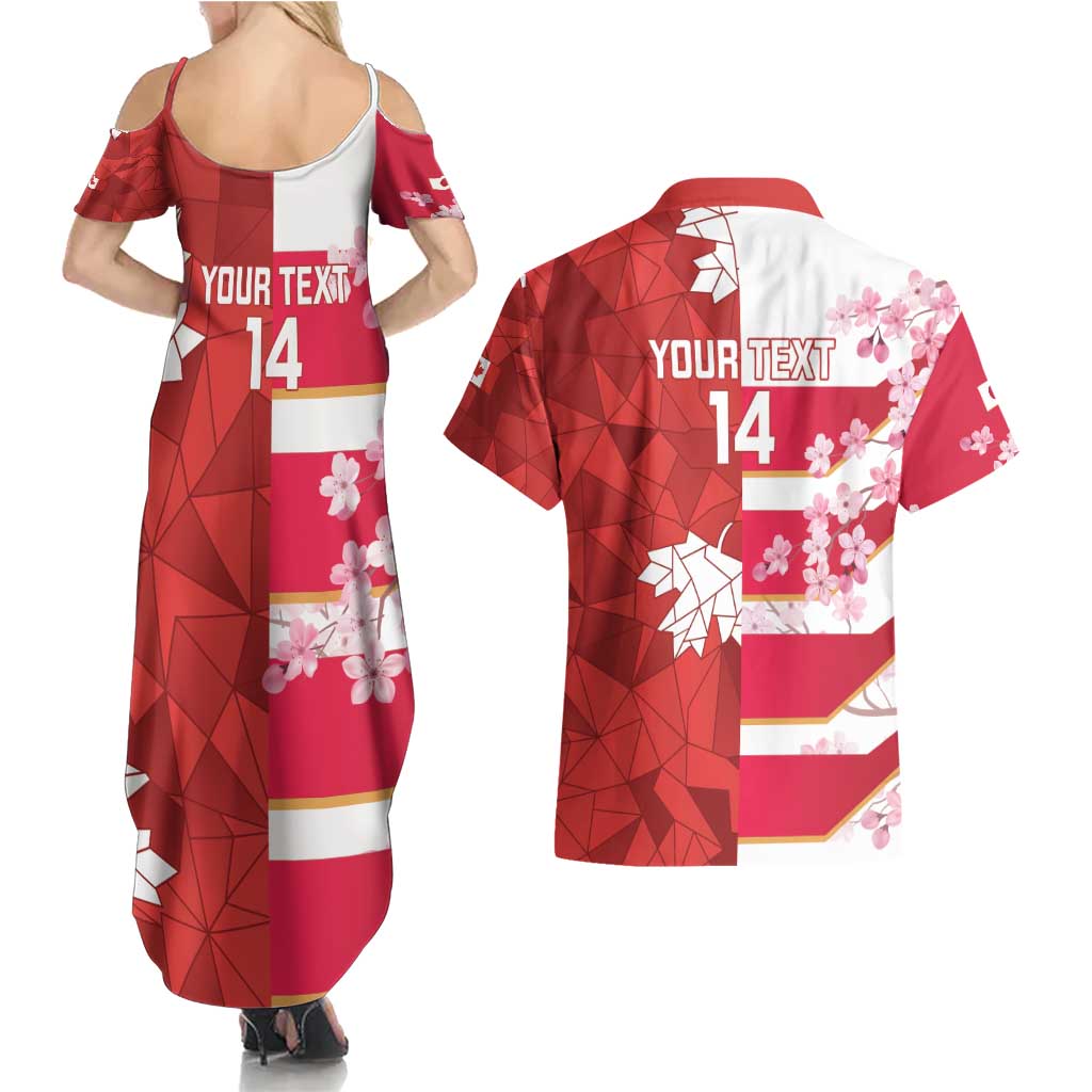 Canada and Japan Rugby Custom Couples Matching Summer Maxi Dress and Hawaiian Shirt Canucks Brave Blossoms Together Pacific LT14 - Polynesian Pride