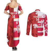 Canada and Japan Rugby Custom Couples Matching Summer Maxi Dress and Long Sleeve Button Shirt Canucks Brave Blossoms Together Pacific LT14 - Polynesian Pride