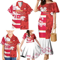 Canada and Japan Rugby Custom Family Matching Mermaid Dress and Hawaiian Shirt Canucks Brave Blossoms Together Pacific LT14 - Polynesian Pride