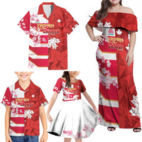 Canada and Japan Rugby Custom Family Matching Off Shoulder Maxi Dress and Hawaiian Shirt Canucks Brave Blossoms Together Pacific LT14 - Polynesian Pride