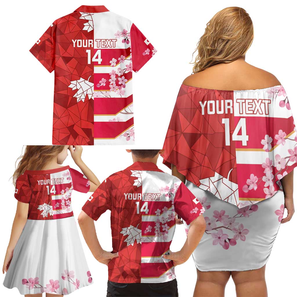 Canada and Japan Rugby Custom Family Matching Off Shoulder Short Dress and Hawaiian Shirt Canucks Brave Blossoms Together Pacific LT14 - Polynesian Pride