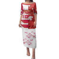 Canada and Japan Rugby Custom Family Matching Puletasi and Hawaiian Shirt Canucks Brave Blossoms Together Pacific - Polynesian Pride