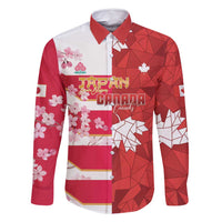 Canada and Japan Rugby Custom Family Matching Summer Maxi Dress and Hawaiian Shirt Canucks Brave Blossoms Together Pacific LT14 Dad's Shirt - Long Sleeve Red - Polynesian Pride
