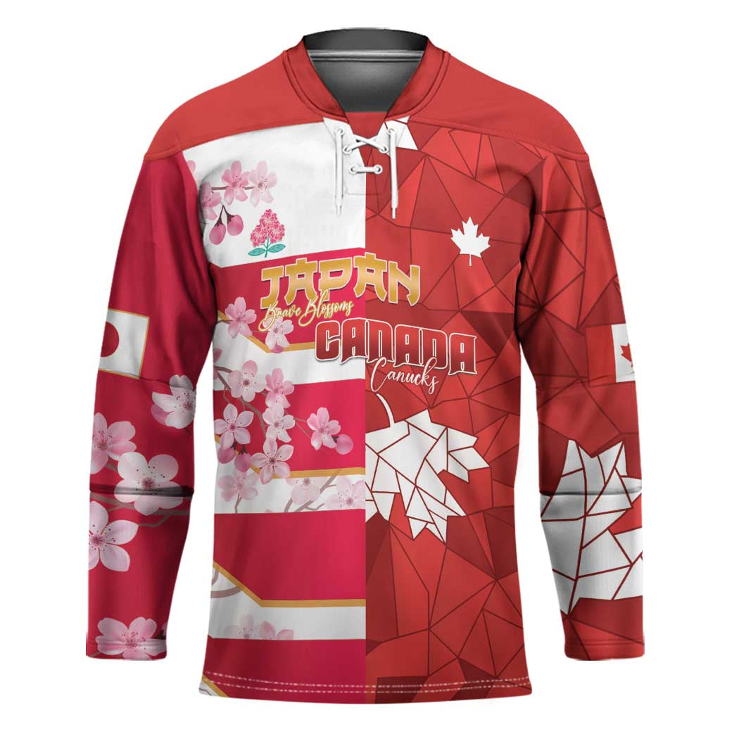 Canada and Japan Rugby Custom Hockey Jersey Canucks Brave Blossoms Together Pacific - Polynesian Pride