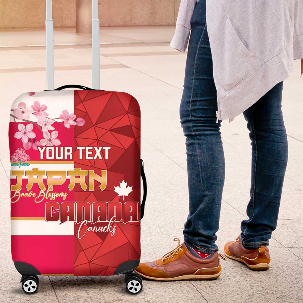 Canada and Japan Rugby Custom Luggage Cover Canucks Brave Blossoms Together Pacific - Polynesian Pride