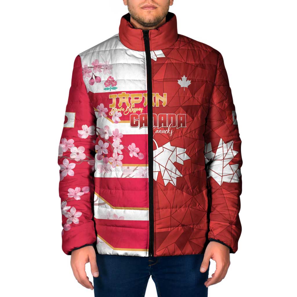 Canada and Japan Rugby Custom Padded Jacket Canucks Brave Blossoms Together Pacific - Polynesian Pride
