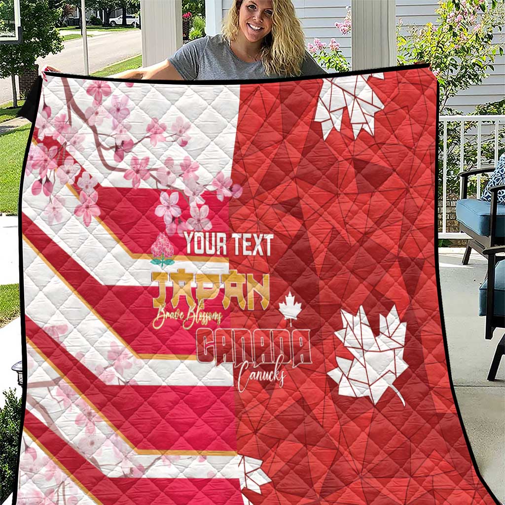 Canada and Japan Rugby Custom Quilt Canucks Brave Blossoms Together Pacific - Polynesian Pride