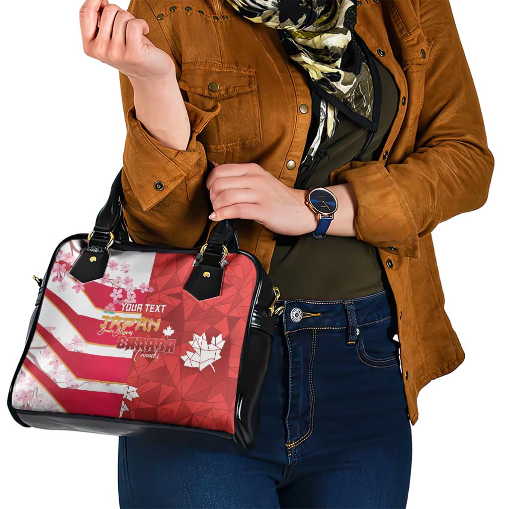 Canada and Japan Rugby Custom Shoulder Handbag Canucks Brave Blossoms Together Pacific - Polynesian Pride