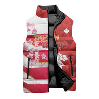 Canada and Japan Rugby Custom Sleeveless Puffer Jacket Canucks Brave Blossoms Together Pacific - Polynesian Pride