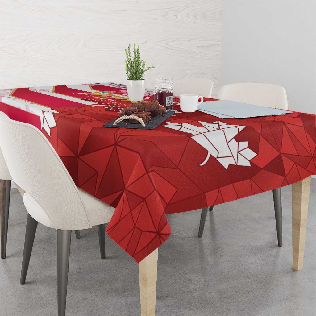 Canada and Japan Rugby Custom Tablecloth Canucks Brave Blossoms Together Pacific - Polynesian Pride