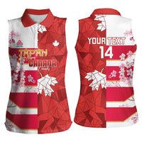 Canada and Japan Rugby Custom Women Sleeveless Polo Shirt Canucks Brave Blossoms Together Pacific LT14 - Polynesian Pride