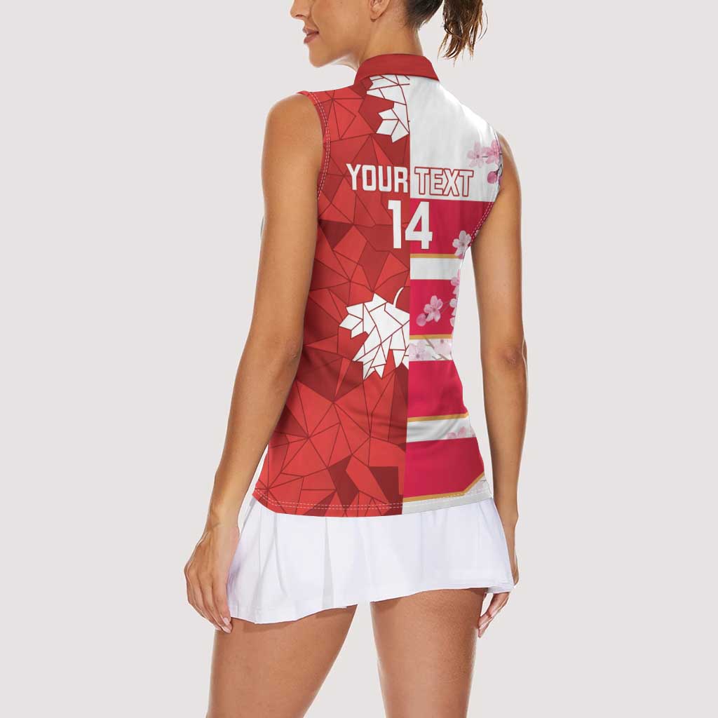 Canada and Japan Rugby Custom Women Sleeveless Polo Shirt Canucks Brave Blossoms Together Pacific LT14 - Polynesian Pride