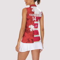 Canada and Japan Rugby Custom Women Sleeveless Polo Shirt Canucks Brave Blossoms Together Pacific LT14 - Polynesian Pride