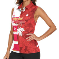 Canada and Japan Rugby Custom Women Sleeveless Polo Shirt Canucks Brave Blossoms Together Pacific LT14 - Polynesian Pride