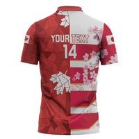 Canada and Japan Rugby Custom Zipper Polo Shirt Canucks Brave Blossoms Together Pacific - Polynesian Pride