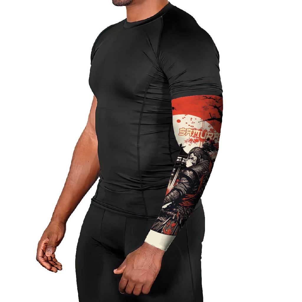 Samurai Warrior Japan Arm Sleeves Red-blossomed Tree Classic Japanese Stylized - Polynesian Pride