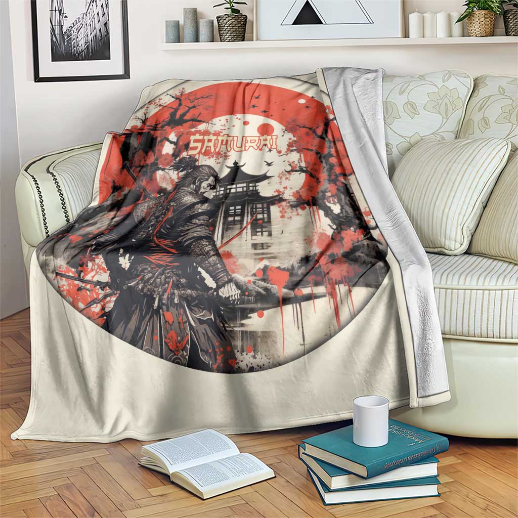 Samurai Warrior Japan Blanket Red-blossomed Tree Classic Japanese Stylized LT14 Red - Polynesian Pride