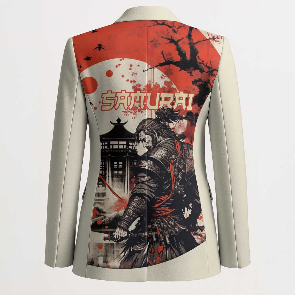Samurai Warrior Japan Blazer Red-blossomed Tree Classic Japanese Stylized - Polynesian Pride